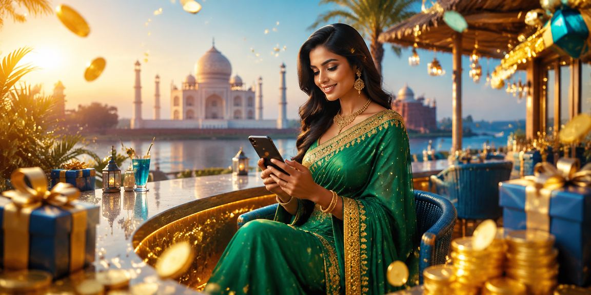 Agra Taj Mahal area with mobile betting interface
