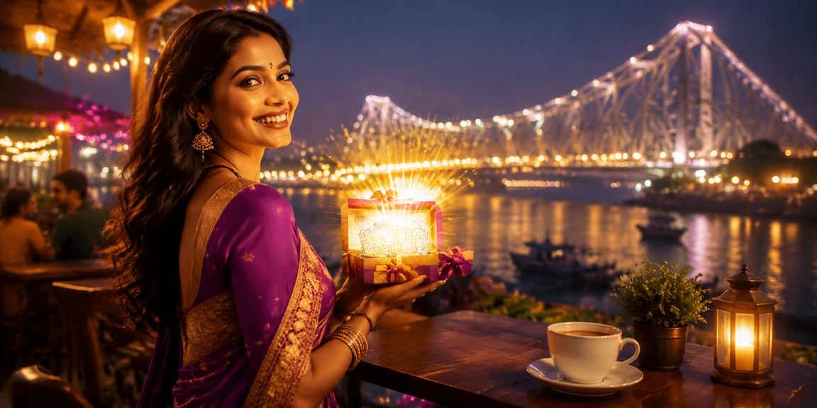 Night market in Kolkata near Howrah bridge symbolizing vibrant betting scene